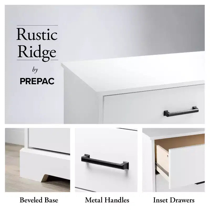 Comodino rustico Prepac Rustic Ridge con 2 cassetti e ripiano aperto