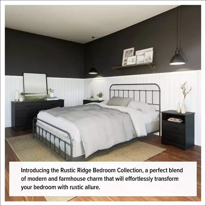 Comodino Prepoc Rustic Ridge Farmhouse con 3 cassetti