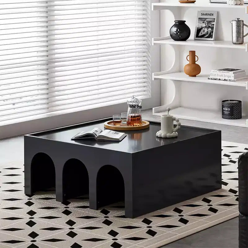 Tavolino da caffè libreria a 4 ripiani, mobile creativo multifunzione, espositore a terra per libri, scaffali organizer minimalisti, nero, 36 pollici