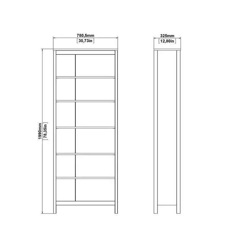 Tvilum, Libreria Regolabile a 6 Ripiani Madrid, Scaffale Aperto per Ufficio Domestico, Bianco