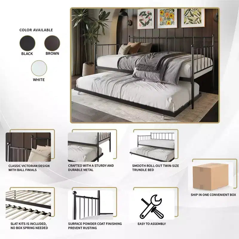 ChaletPosh Letto a giorno in metallo con letto estraibile