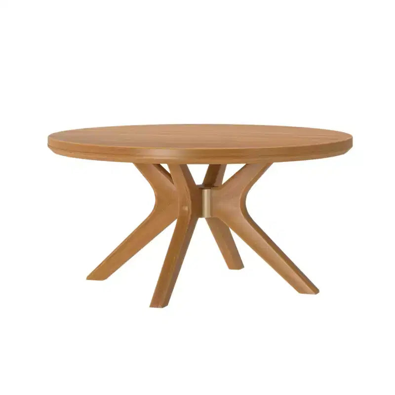 Tavolino rotondo Plank+Beam con gambe incrociate in legno massello, 91 cm, per soggiorno