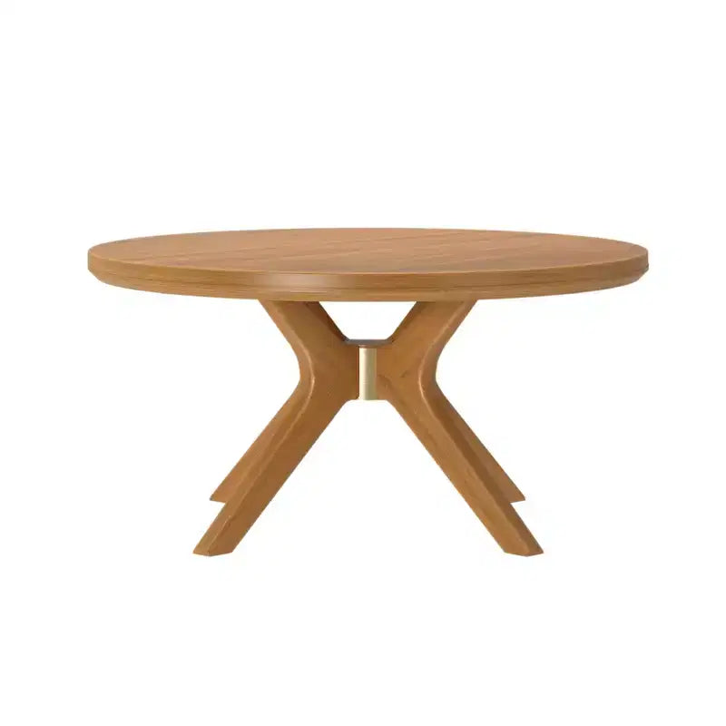 Tavolino rotondo Plank+Beam con gambe incrociate in legno massello, 91 cm, per soggiorno