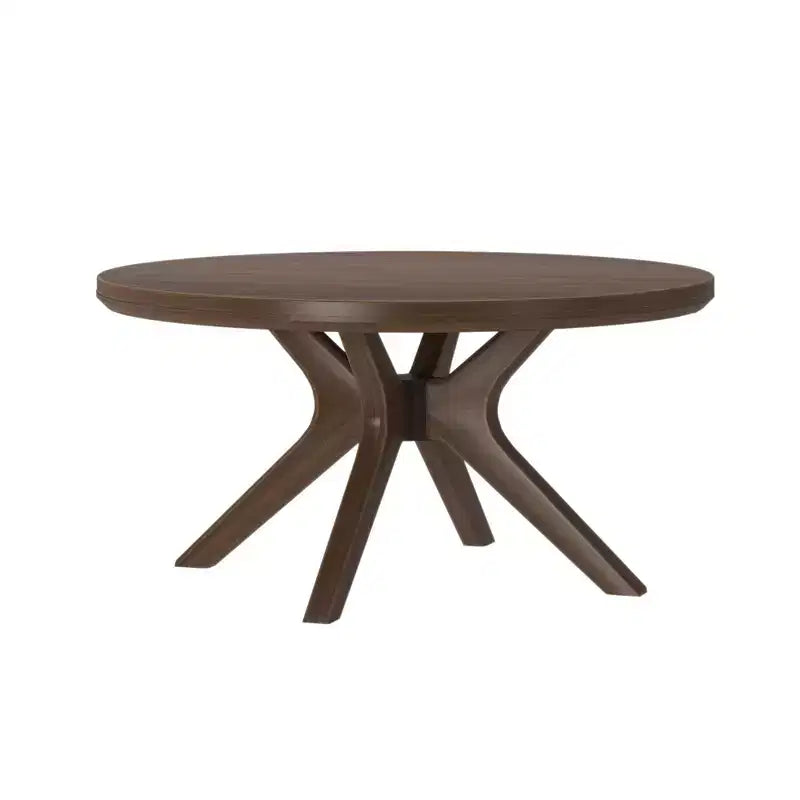 Tavolino rotondo Plank+Beam con gambe incrociate in legno massello, 91 cm, per soggiorno