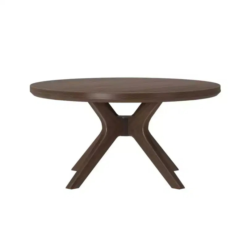 Tavolino rotondo Plank+Beam con gambe incrociate in legno massello, 91 cm, per soggiorno