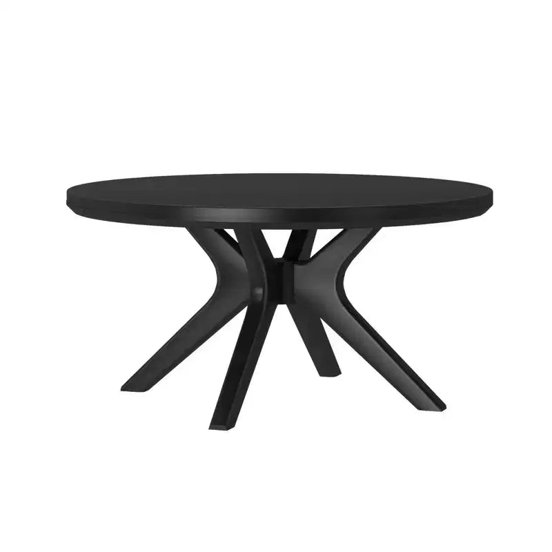 Tavolino rotondo Plank+Beam con gambe incrociate in legno massello, 91 cm, per soggiorno