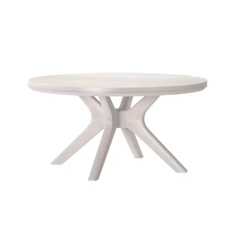 Tavolino rotondo Plank+Beam con gambe incrociate in legno massello, 91 cm, per soggiorno