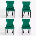 WestinTrends Velvet Upholstered Tufted Dining Chairs (Set of 4), Velvet Dark Green