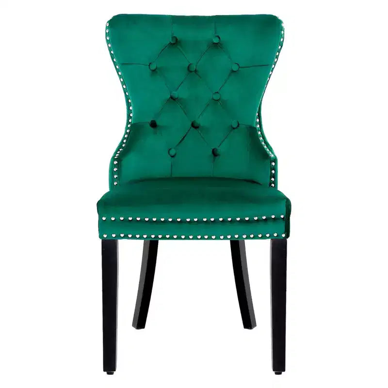 WestinTrends Sedie da Pranzo Imbottite in Velluto con Bottoni (Set da 4), Velluto Verde Scuro