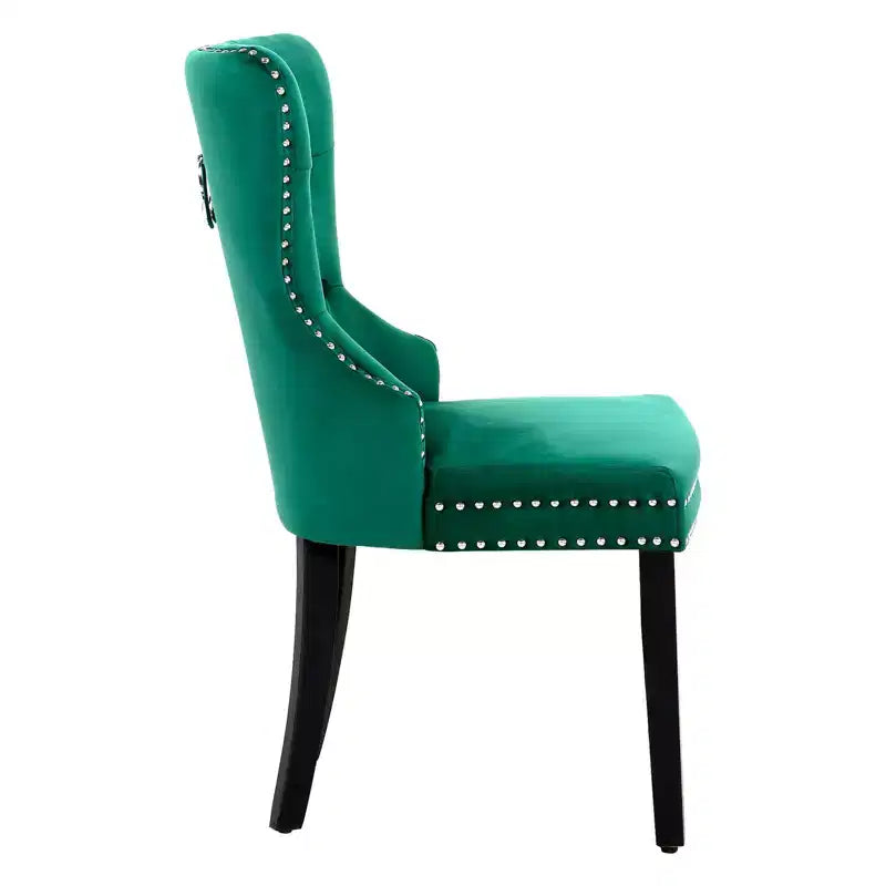 WestinTrends Sedie da Pranzo Imbottite in Velluto con Bottoni (Set da 4), Velluto Verde Scuro