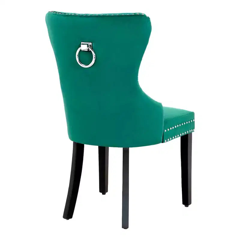 WestinTrends Sedie da Pranzo Imbottite in Velluto con Bottoni (Set da 4), Velluto Verde Scuro