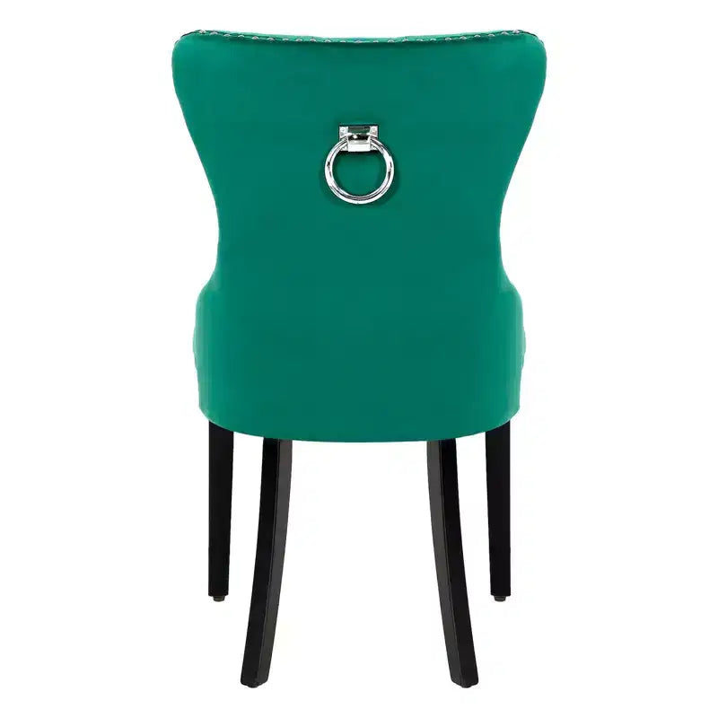 WestinTrends Sedie da Pranzo Imbottite in Velluto con Bottoni (Set da 4), Velluto Verde Scuro