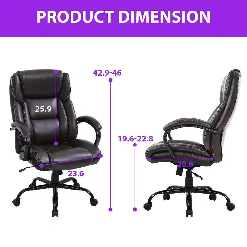 Sedia da ufficio da massaggio FDW con capacità di carico di 227 kg, con supporto lombare, braccioli regolabili, funzione girevole, pelle PU
