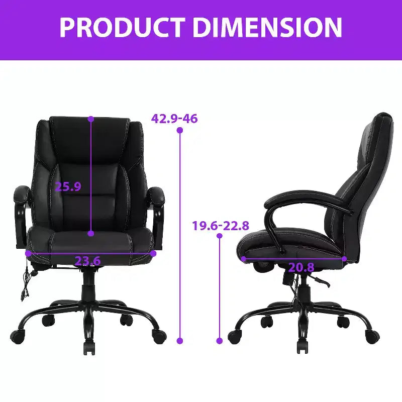Sedia da ufficio da massaggio FDW con capacità di carico di 227 kg, con supporto lombare, braccioli regolabili, funzione girevole, pelle PU