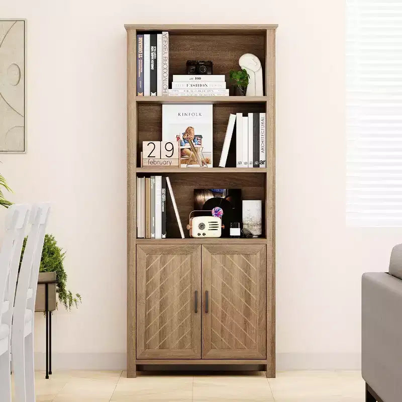 Librerie e Scaffali Rustici con Ante, Libreria-Scaffale a 5 Ripiani, Scaffali in Legno