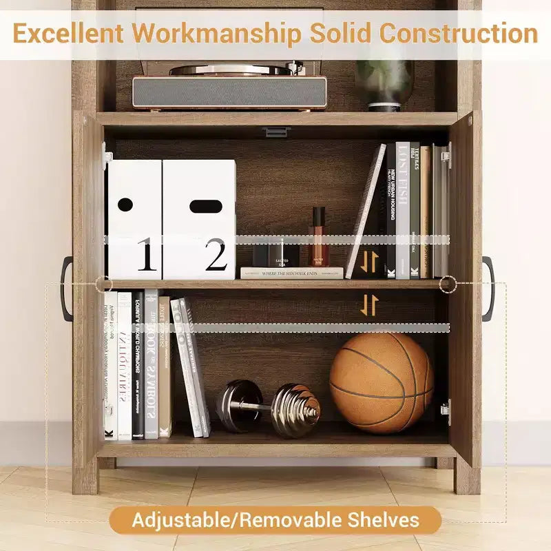 Librerie e Scaffali Rustici con Ante, Libreria-Scaffale a 5 Ripiani, Scaffali in Legno