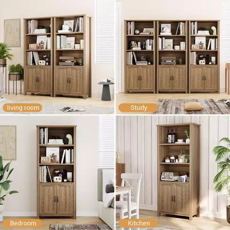 Librerie e Scaffali Rustici con Ante, Libreria-Scaffale a 5 Ripiani, Scaffali in Legno