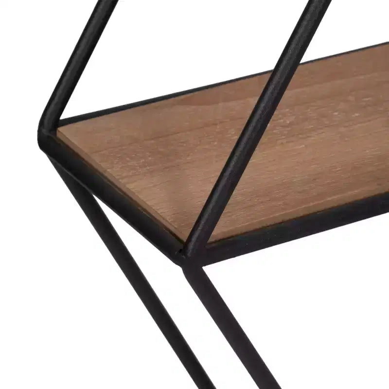 Mensola da parete esagonale Sagebrook Home 20 - Mensola da parete rustica in metallo e legno nero contemporanea per la casa o l'ufficio