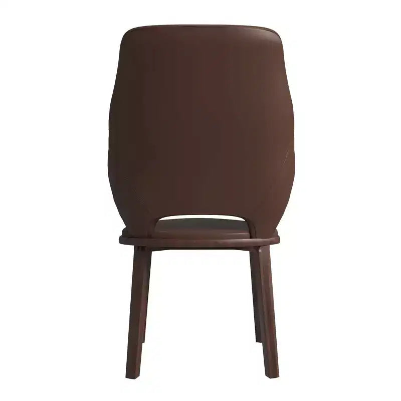 Sedia da pranzo Vivara Collection in pelle con base in legno di caucciù e seduta e schienale imbottiti, sedia d'accento moderna per sale da pranzo