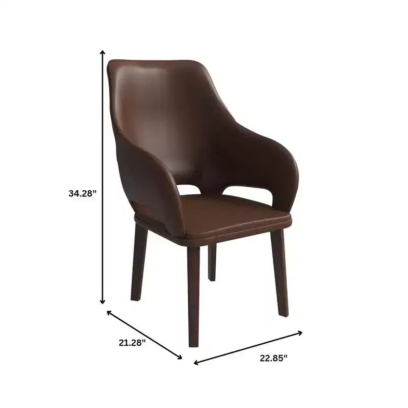 Sedia da pranzo Vivara Collection in pelle con base in legno di caucciù e seduta e schienale imbottiti, sedia d'accento moderna per sale da pranzo