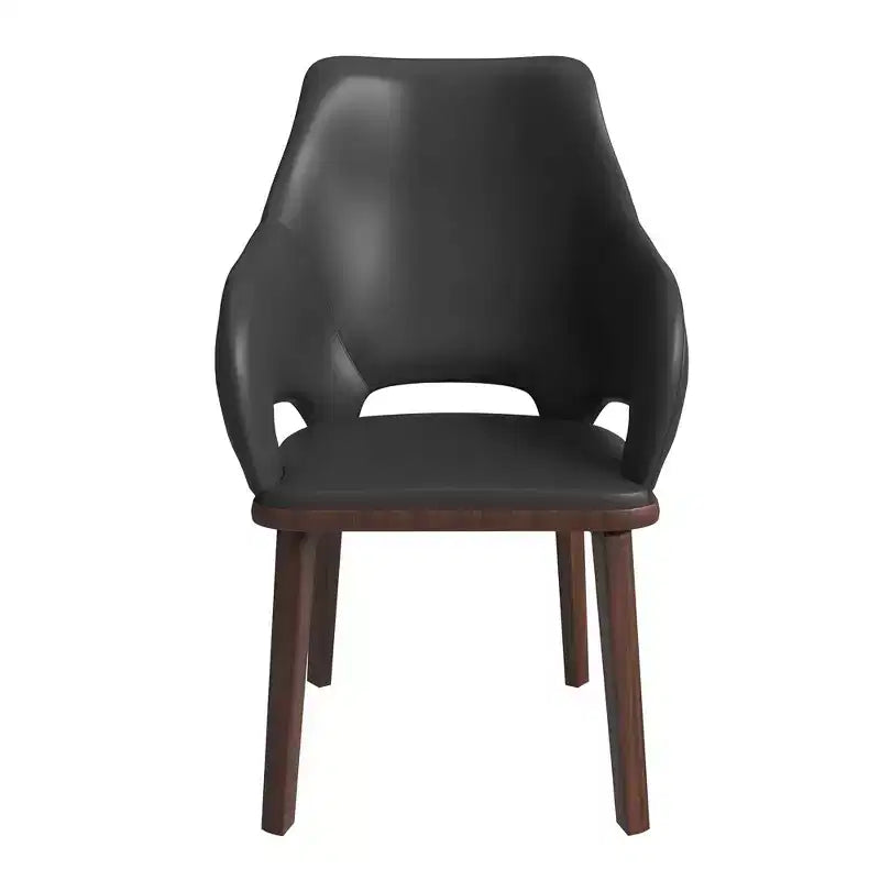 Sedia da pranzo Vivara Collection in pelle con base in legno di caucciù e seduta e schienale imbottiti, sedia d'accento moderna per sale da pranzo