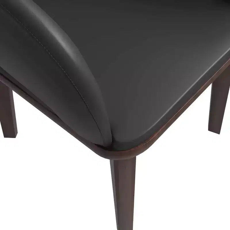 Sedia da pranzo Vivara Collection in pelle con base in legno di caucciù e seduta e schienale imbottiti, sedia d'accento moderna per sale da pranzo
