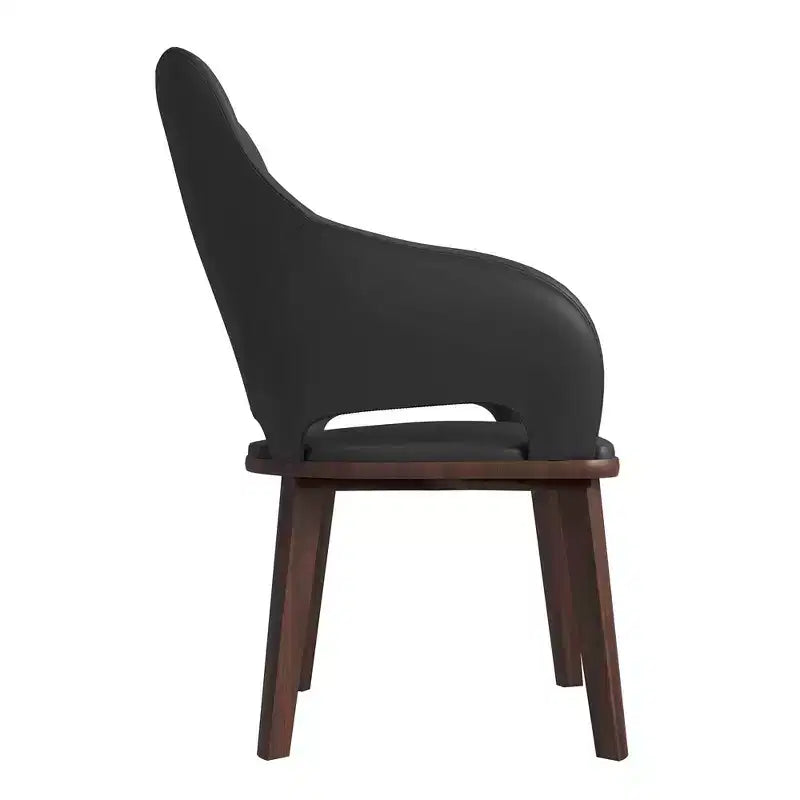 Sedia da pranzo Vivara Collection in pelle con base in legno di caucciù e seduta e schienale imbottiti, sedia d'accento moderna per sale da pranzo