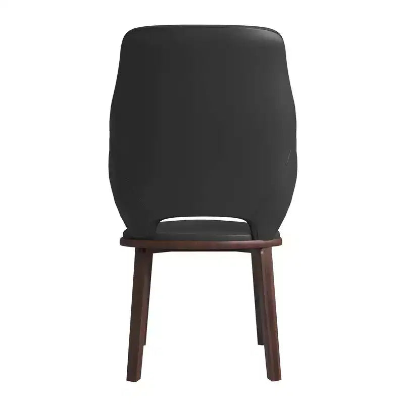 Sedia da pranzo Vivara Collection in pelle con base in legno di caucciù e seduta e schienale imbottiti, sedia d'accento moderna per sale da pranzo