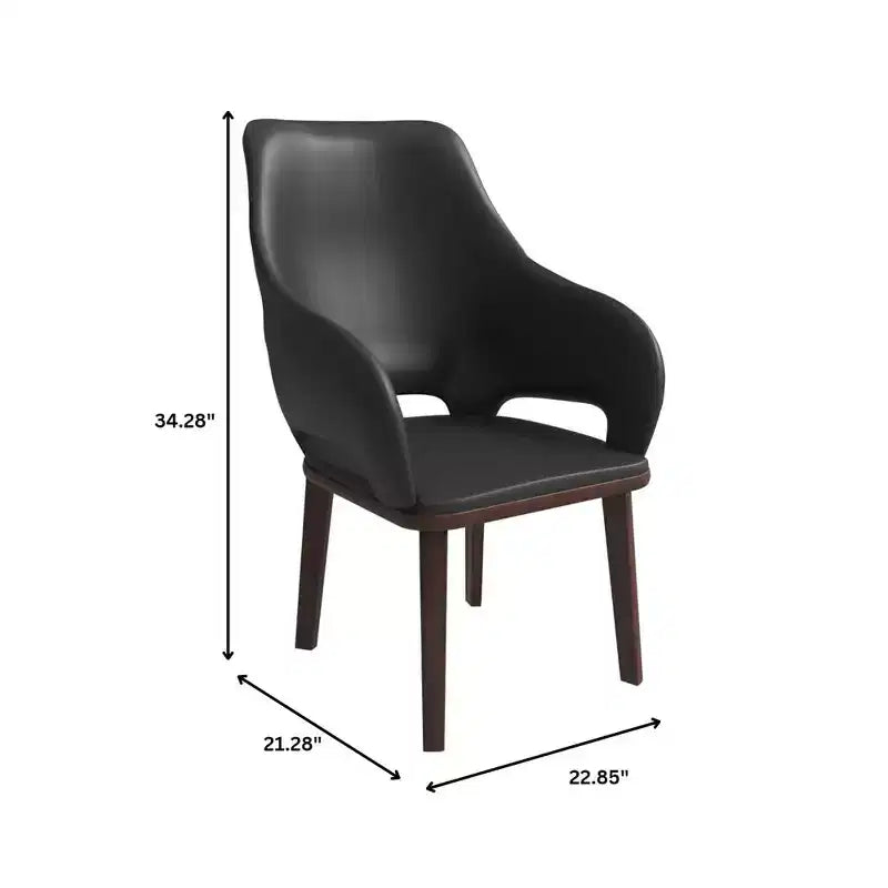 Sedia da pranzo Vivara Collection in pelle con base in legno di caucciù e seduta e schienale imbottiti, sedia d'accento moderna per sale da pranzo