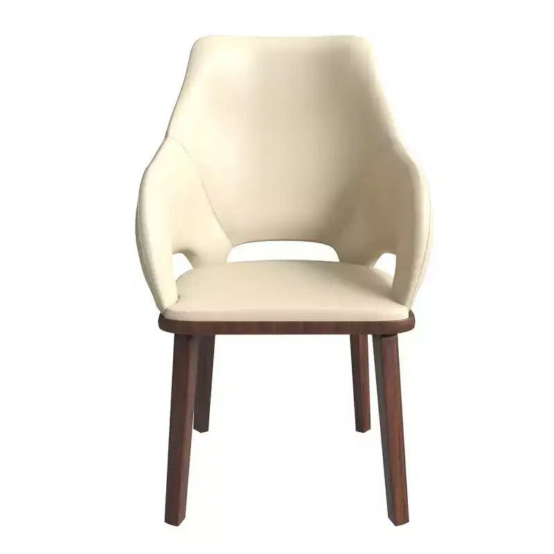 Sedia da pranzo Vivara Collection in pelle con base in legno di caucciù e seduta e schienale imbottiti, sedia d'accento moderna per sale da pranzo