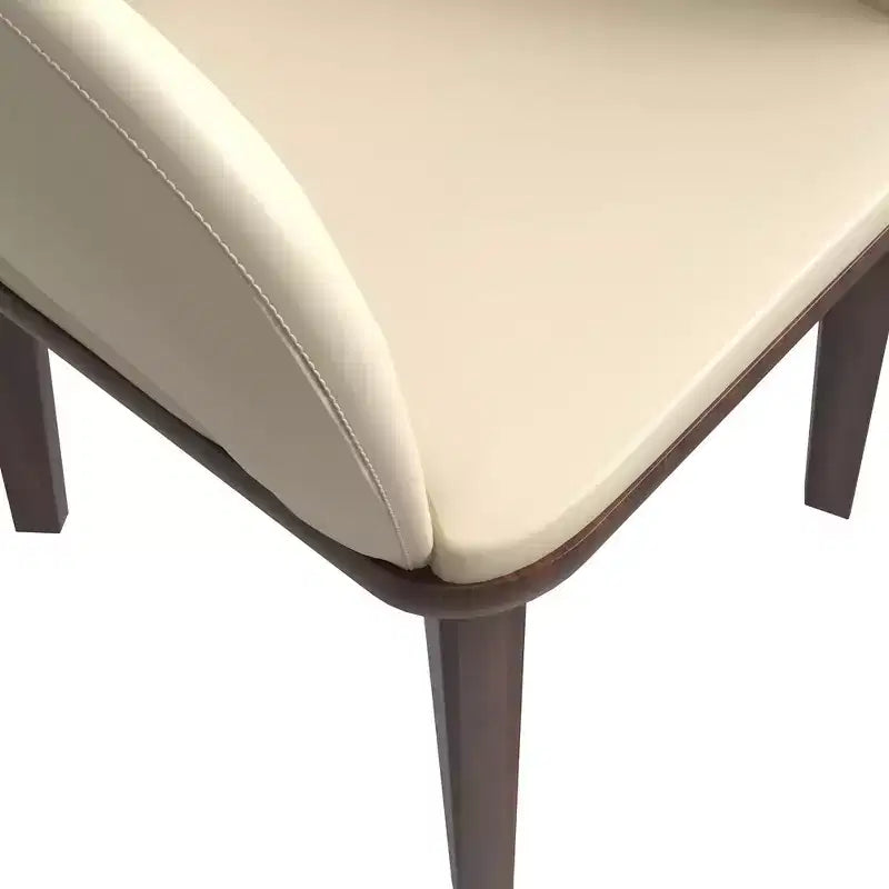 Sedia da pranzo Vivara Collection in pelle con base in legno di caucciù e seduta e schienale imbottiti, sedia d'accento moderna per sale da pranzo