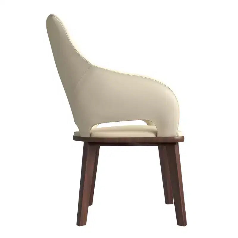 Sedia da pranzo Vivara Collection in pelle con base in legno di caucciù e seduta e schienale imbottiti, sedia d'accento moderna per sale da pranzo