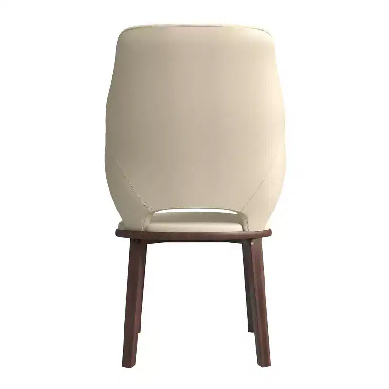 Sedia da pranzo Vivara Collection in pelle con base in legno di caucciù e seduta e schienale imbottiti, sedia d'accento moderna per sale da pranzo