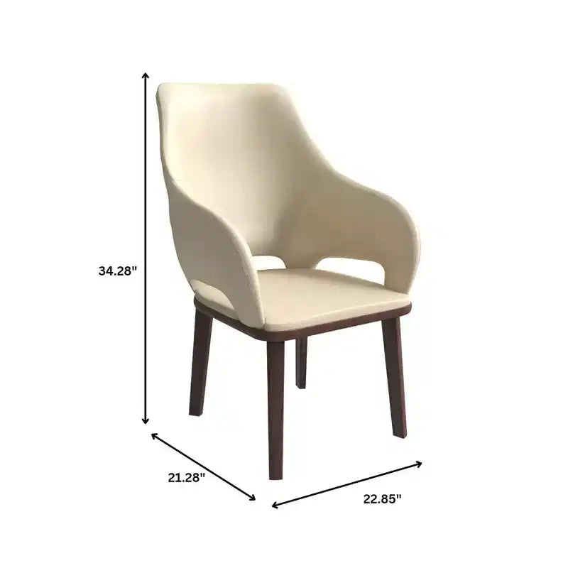 Sedia da pranzo Vivara Collection in pelle con base in legno di caucciù e seduta e schienale imbottiti, sedia d'accento moderna per sale da pranzo
