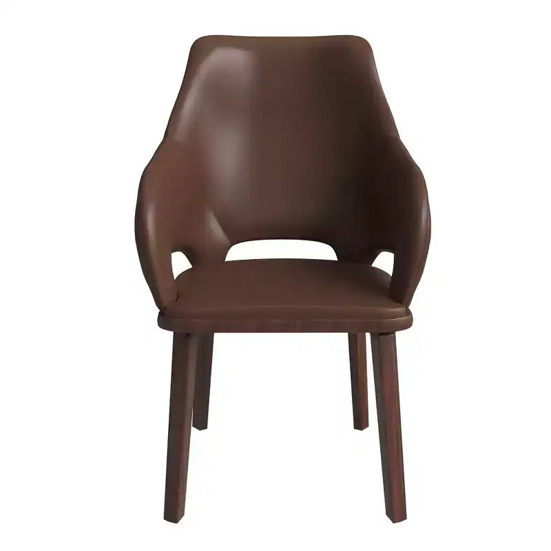 Sedia da pranzo Vivara Collection in pelle con base in legno di caucciù e seduta e schienale imbottiti, sedia d'accento moderna per sale da pranzo