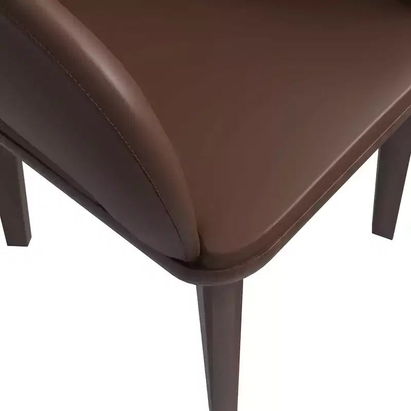 Sedia da pranzo Vivara Collection in pelle con base in legno di caucciù e seduta e schienale imbottiti, sedia d'accento moderna per sale da pranzo
