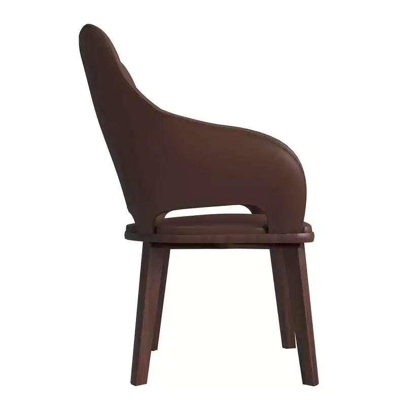 Sedia da pranzo Vivara Collection in pelle con base in legno di caucciù e seduta e schienale imbottiti, sedia d'accento moderna per sale da pranzo