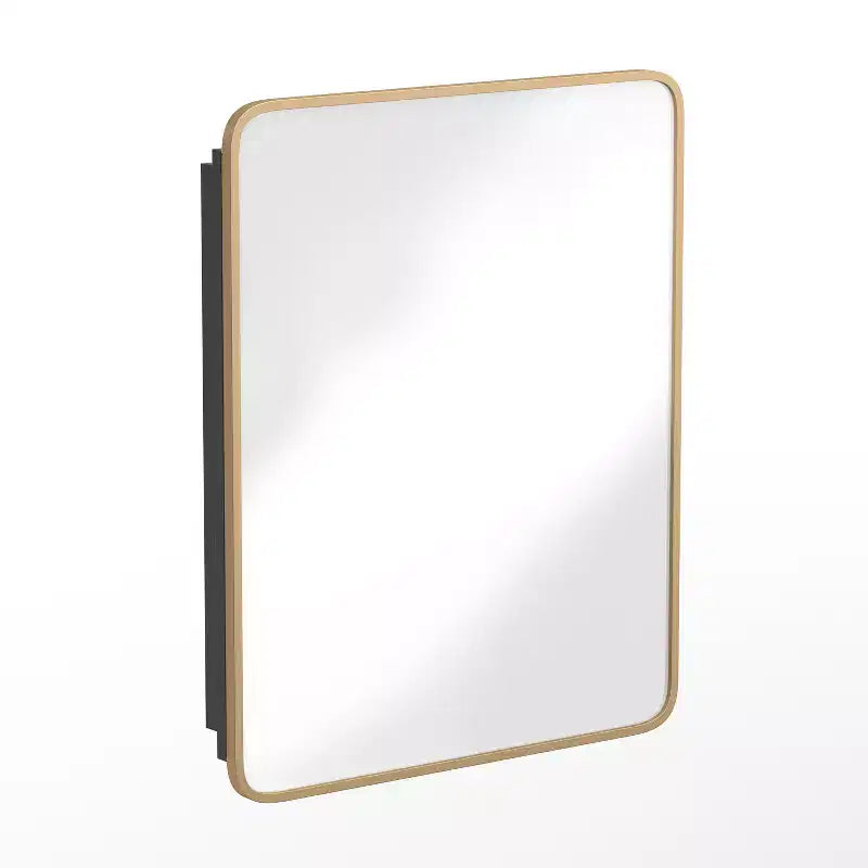 Flash Furniture Jolie Pensile da bagno a incasso con specchio smussato arrotondato e cornice in metallo reversibile