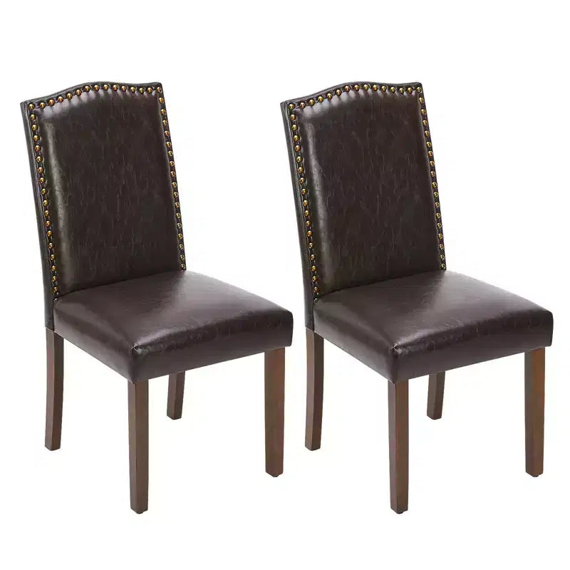 JIONJOY Brown Faux Leather Upholstered Dining Chair