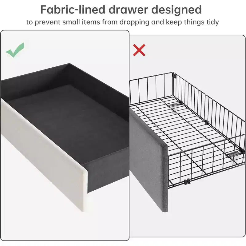 Struttura Letto Whizmax, Struttura Letto Imbottita con Letto Estraibile e 4 Cassetti Contenitori, Struttura Letto con Testiera Trapuntata a Diamante, Nessuna Rete a Molle Necessaria