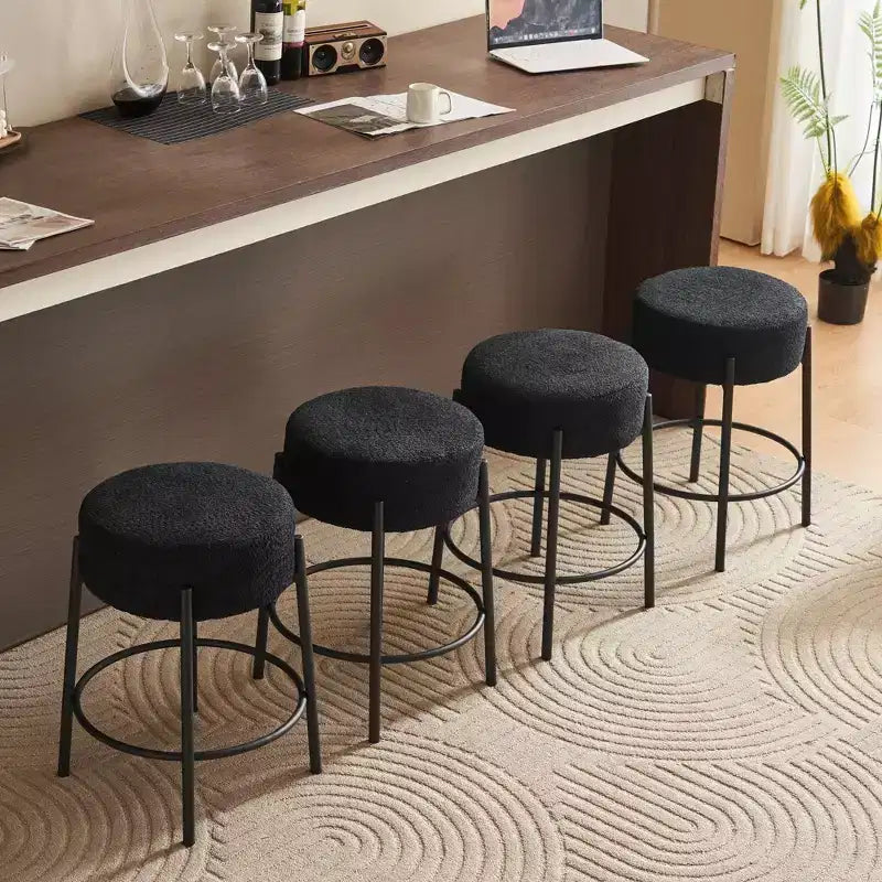 HOMLUX 24 Set di 2 sgabelli da bar rotondi, sedie da pranzo per cucina altezza bancone bianco/nero