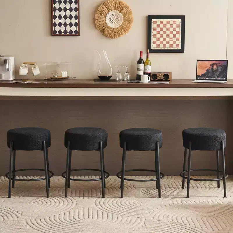 HOMLUX 24 Set di 2 sgabelli da bar rotondi, sedie da pranzo per cucina altezza bancone bianco/nero
