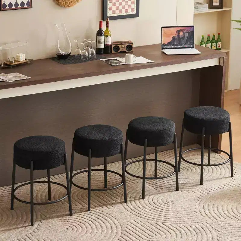 HOMLUX 24 Set di 2 sgabelli da bar rotondi, sedie da pranzo per cucina altezza bancone bianco/nero