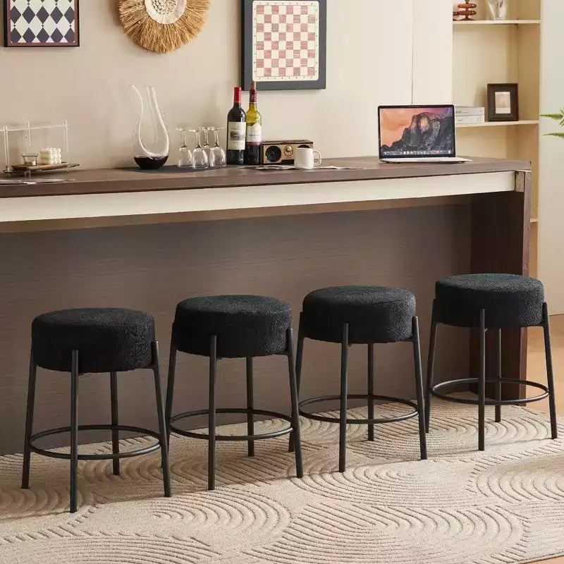 HOMLUX 24 Set di 2 sgabelli da bar rotondi, sedie da pranzo per cucina altezza bancone bianco/nero