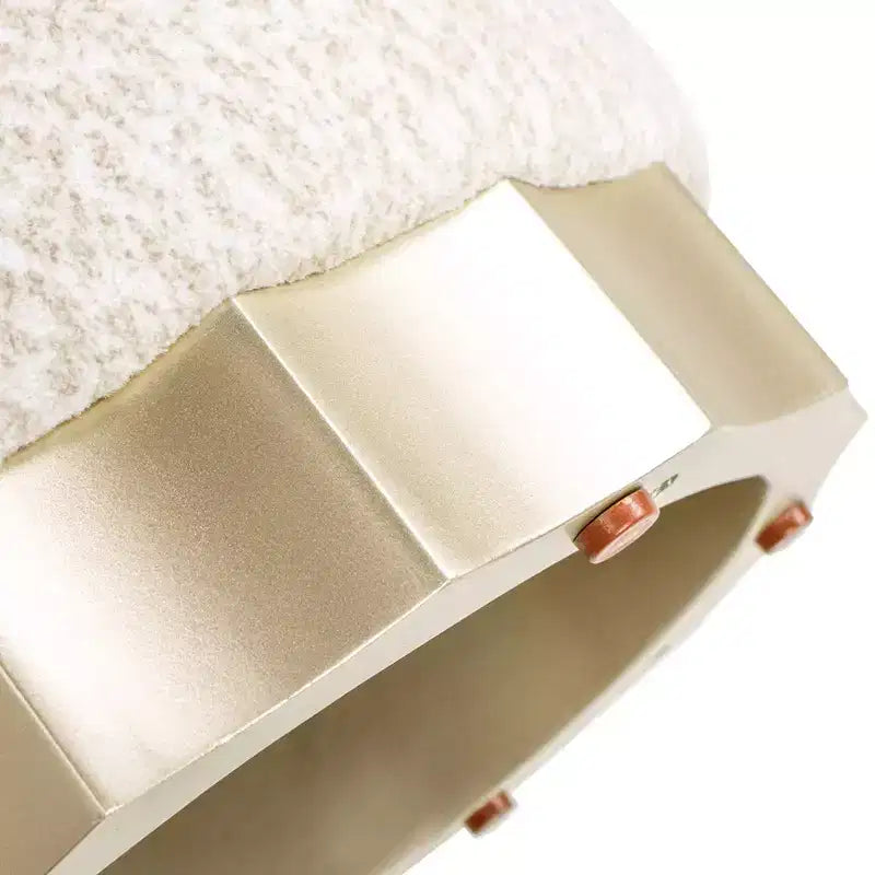JTH LUXE Pouf ottomano rotondo imbottito Hampton 18 con base smerlata,