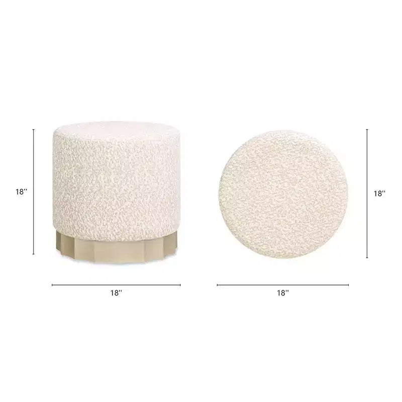 JTH LUXE Pouf ottomano rotondo imbottito Hampton 18 con base smerlata,