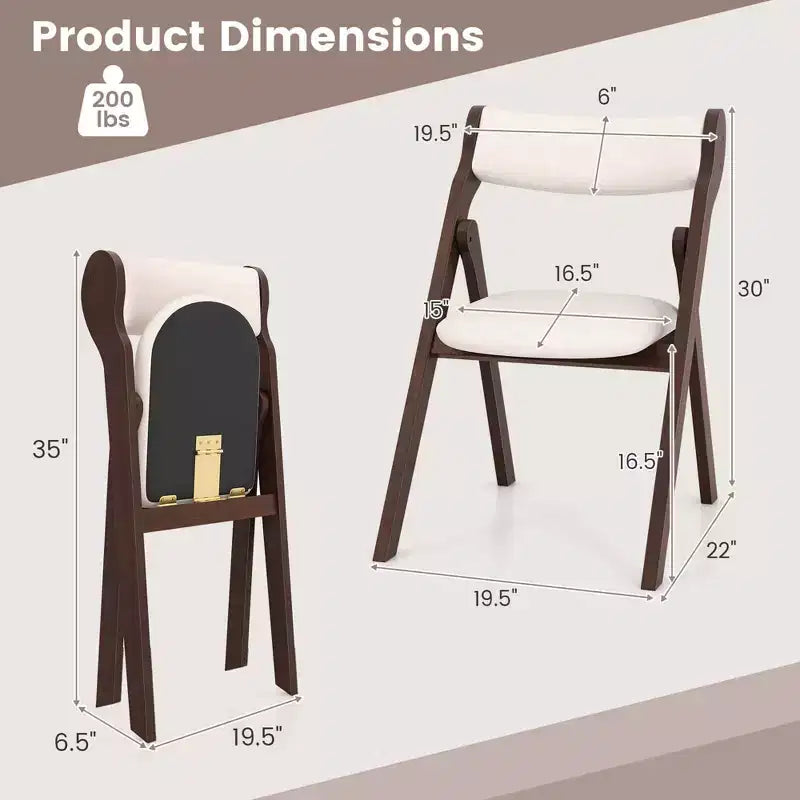 Costway Set di 2/4 Sedie Pieghevoli con Comodo Schienale e Seduta Imbottiti Struttura in Legno di Gomma Naturale