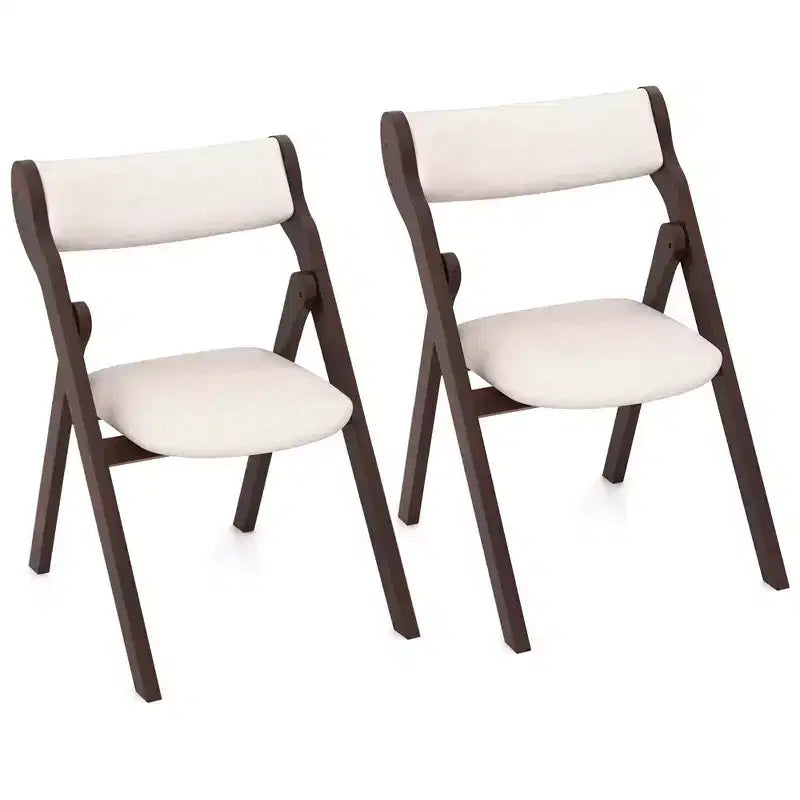 Costway Set di 2/4 Sedie Pieghevoli con Comodo Schienale e Seduta Imbottiti Struttura in Legno di Gomma Naturale