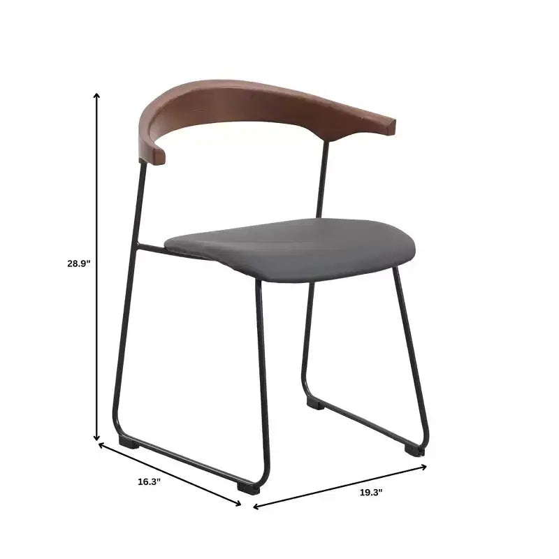 LeisureMod Lyra Series - Set di 2 sedie da pranzo moderne imbottite con sedile in pelle, schienale in faggio e gambe in ferro, per cucina moderna, sala da pranzo, casa, caffè
