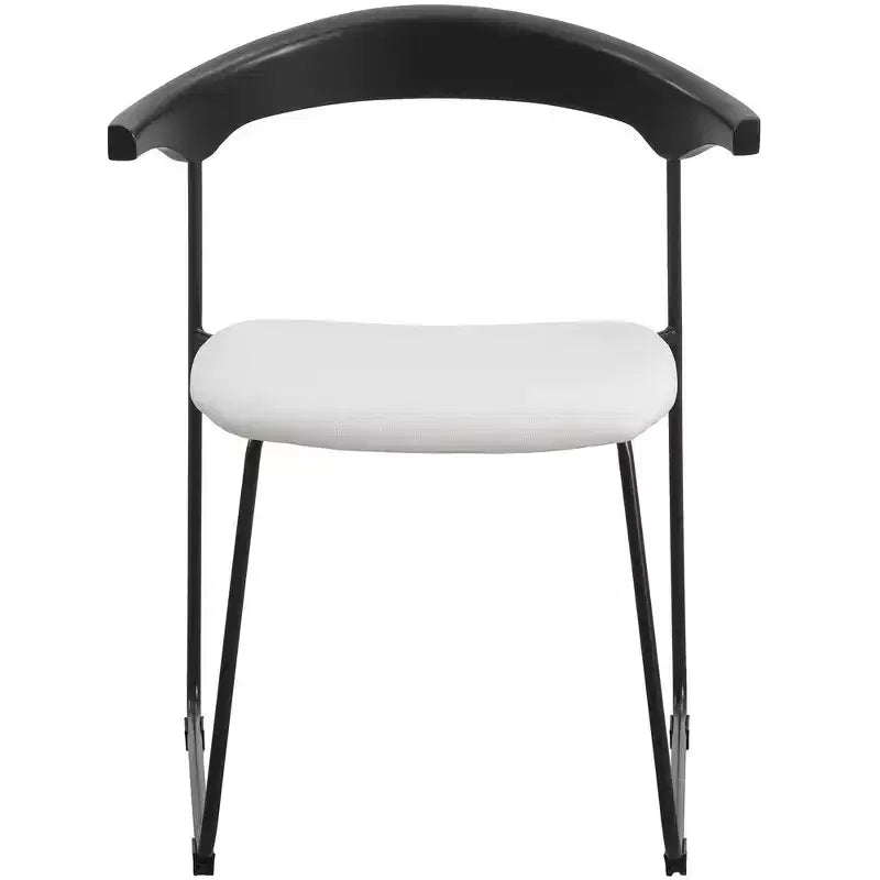 LeisureMod Lyra Series - Set di 2 sedie da pranzo moderne imbottite con sedile in pelle, schienale in faggio e gambe in ferro, per cucina moderna, sala da pranzo, casa, caffè